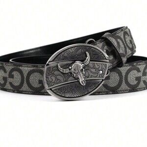Belt with Longhorn Knife Buckle Black Choose Your Size NWT
